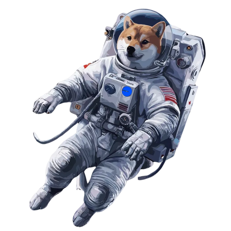 A floating astronaut in a space suit